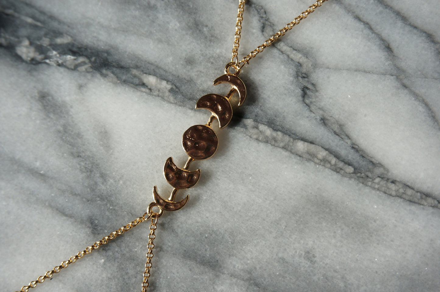 Hammered Moon Phase Gold Body Chain