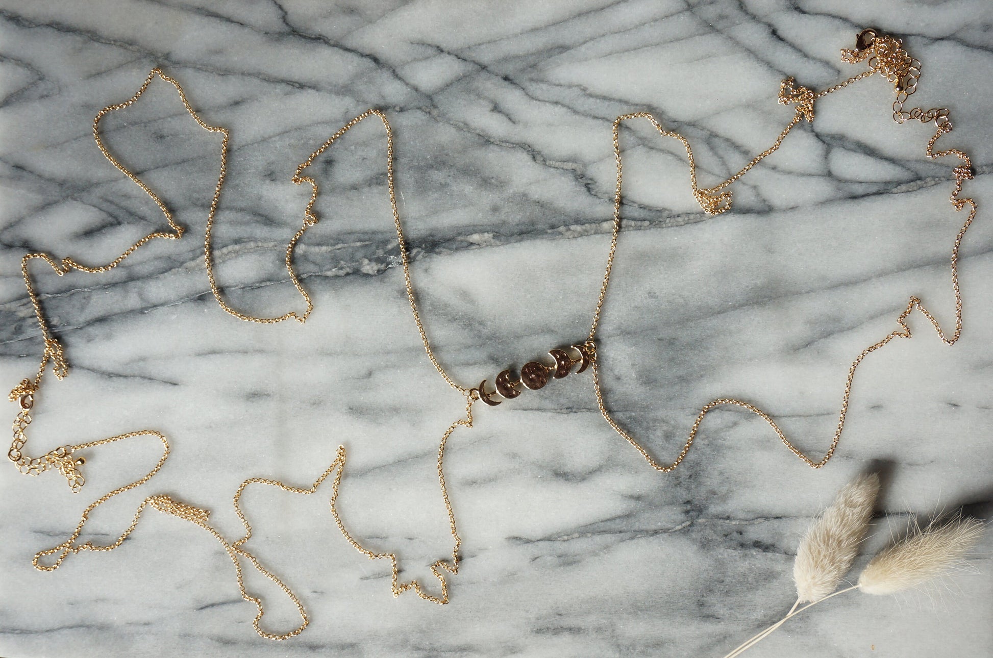 Hammered Moon Phase Gold Body Chain