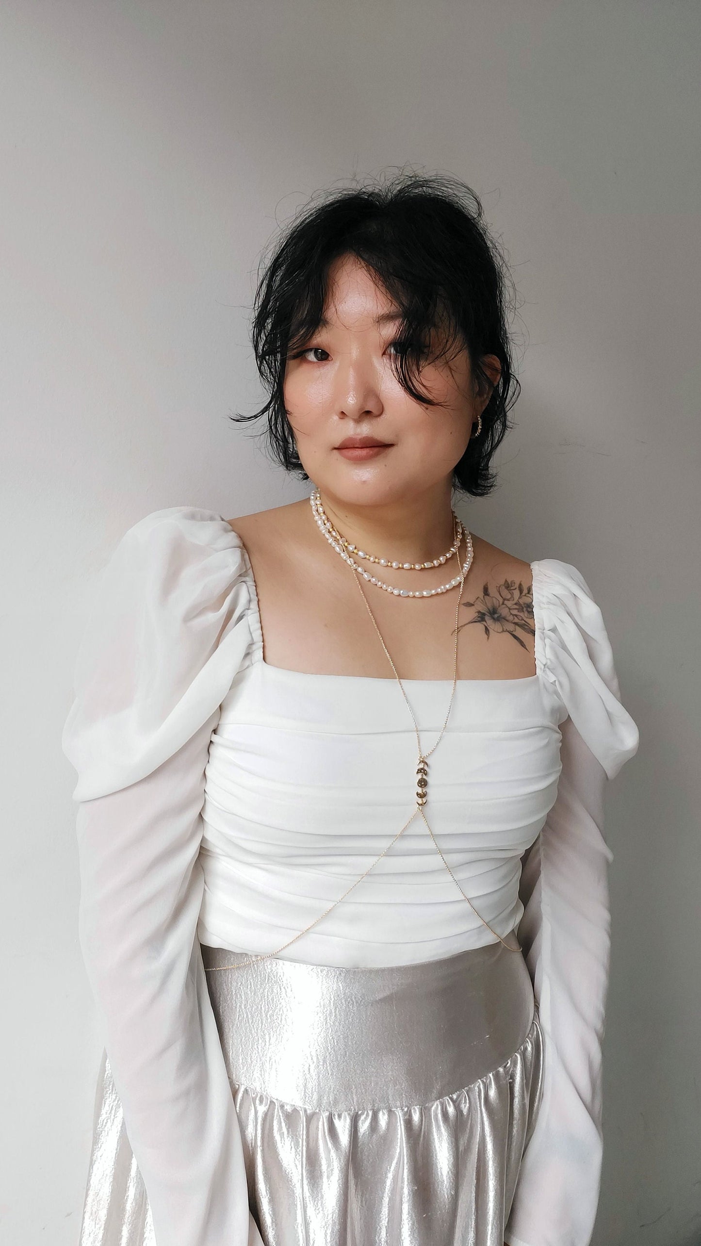 Hammered Moon Phase Gold Body Chain