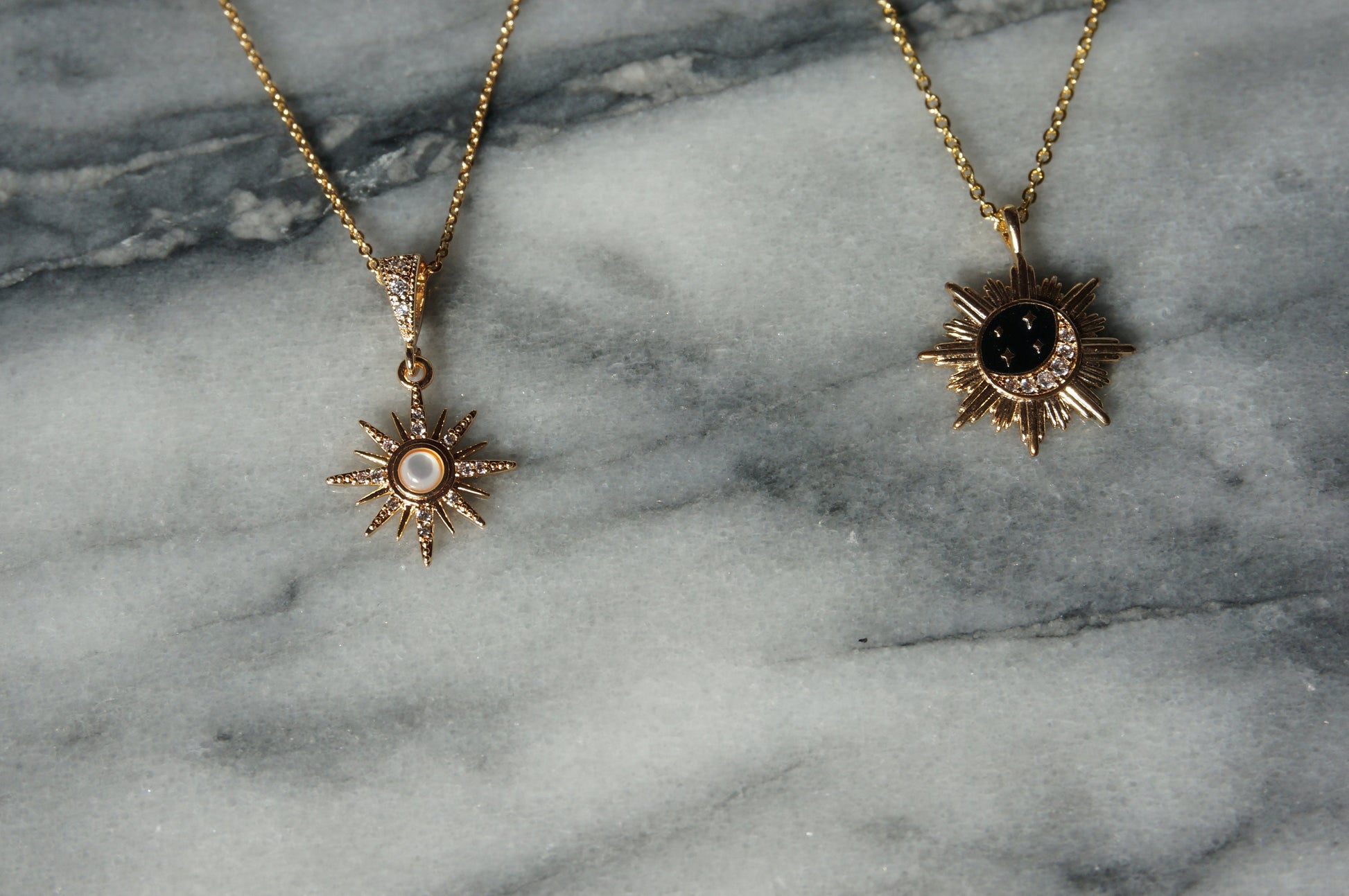 EOS Gold/Silver Sun/Moon Pendant Necklaces