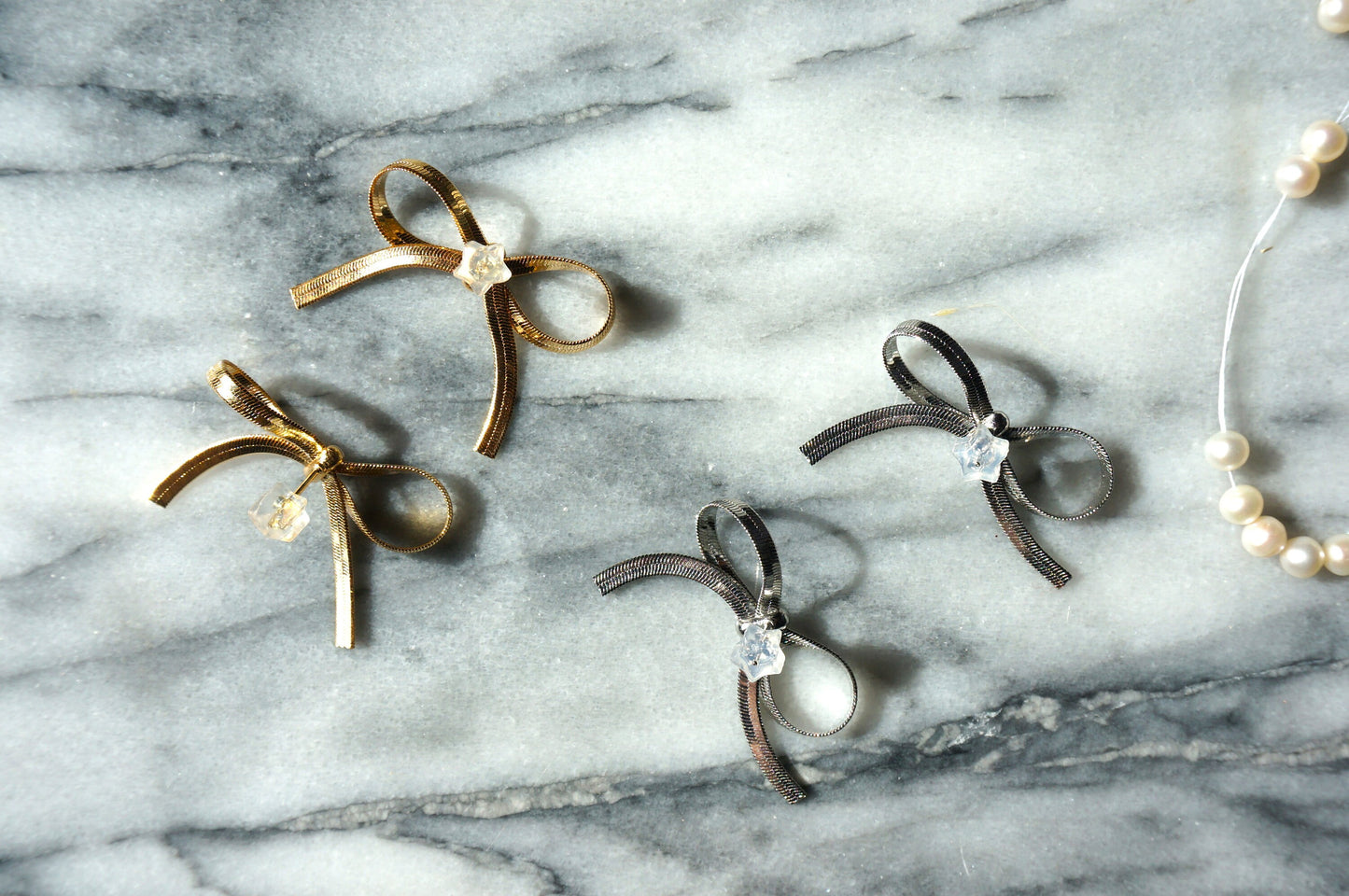 BOW - Gold / Silver Bow Stud Earrings