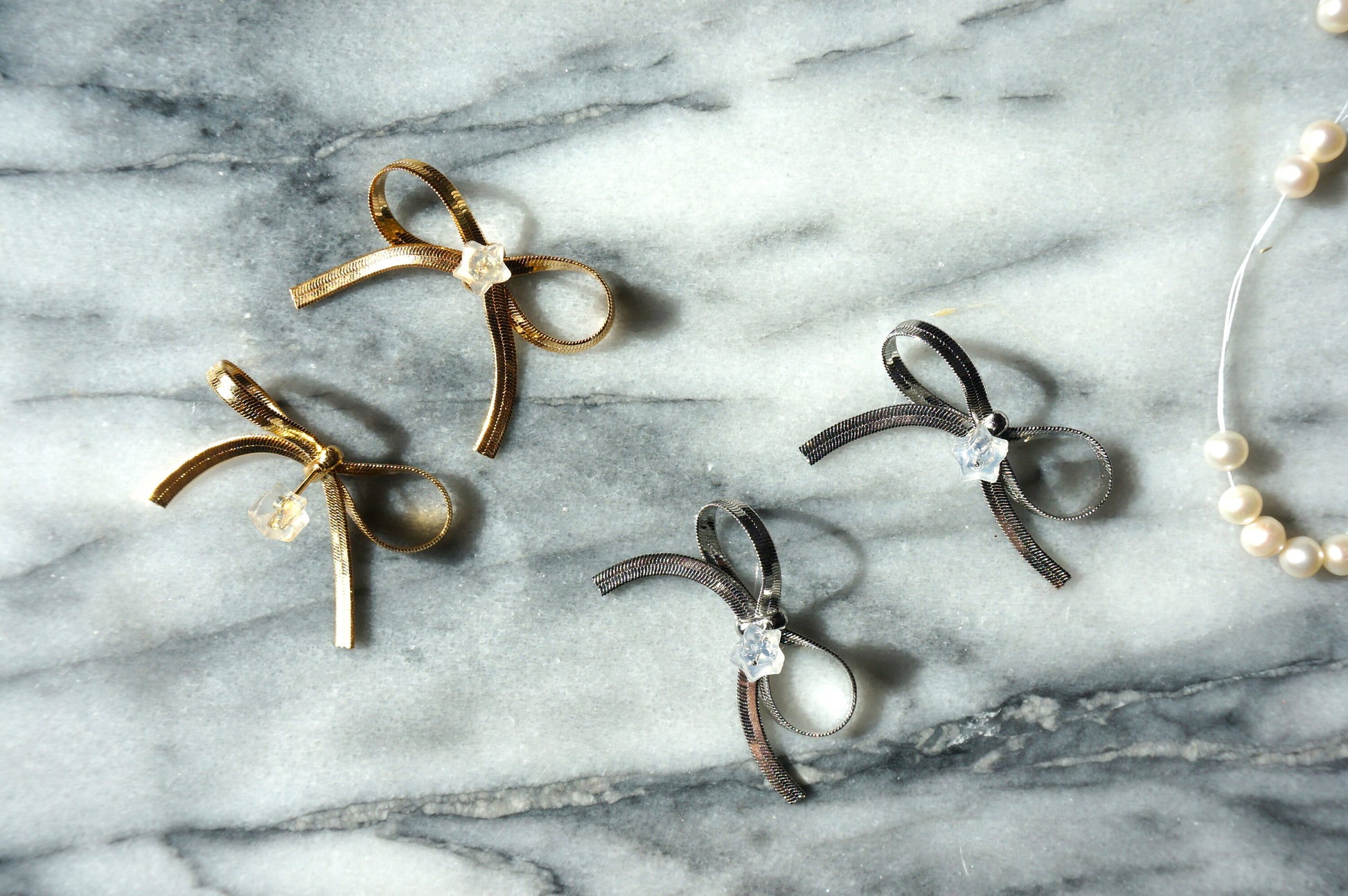 BOW - Gold / Silver Bow Stud Earrings