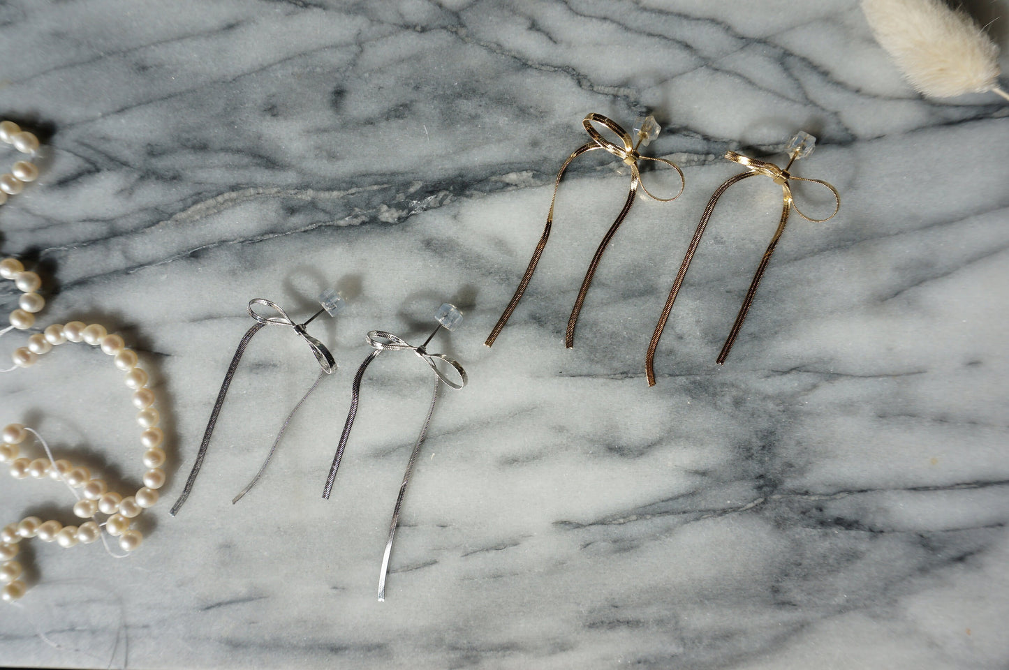 BOW - Gold / Silver Bow Stud Earrings