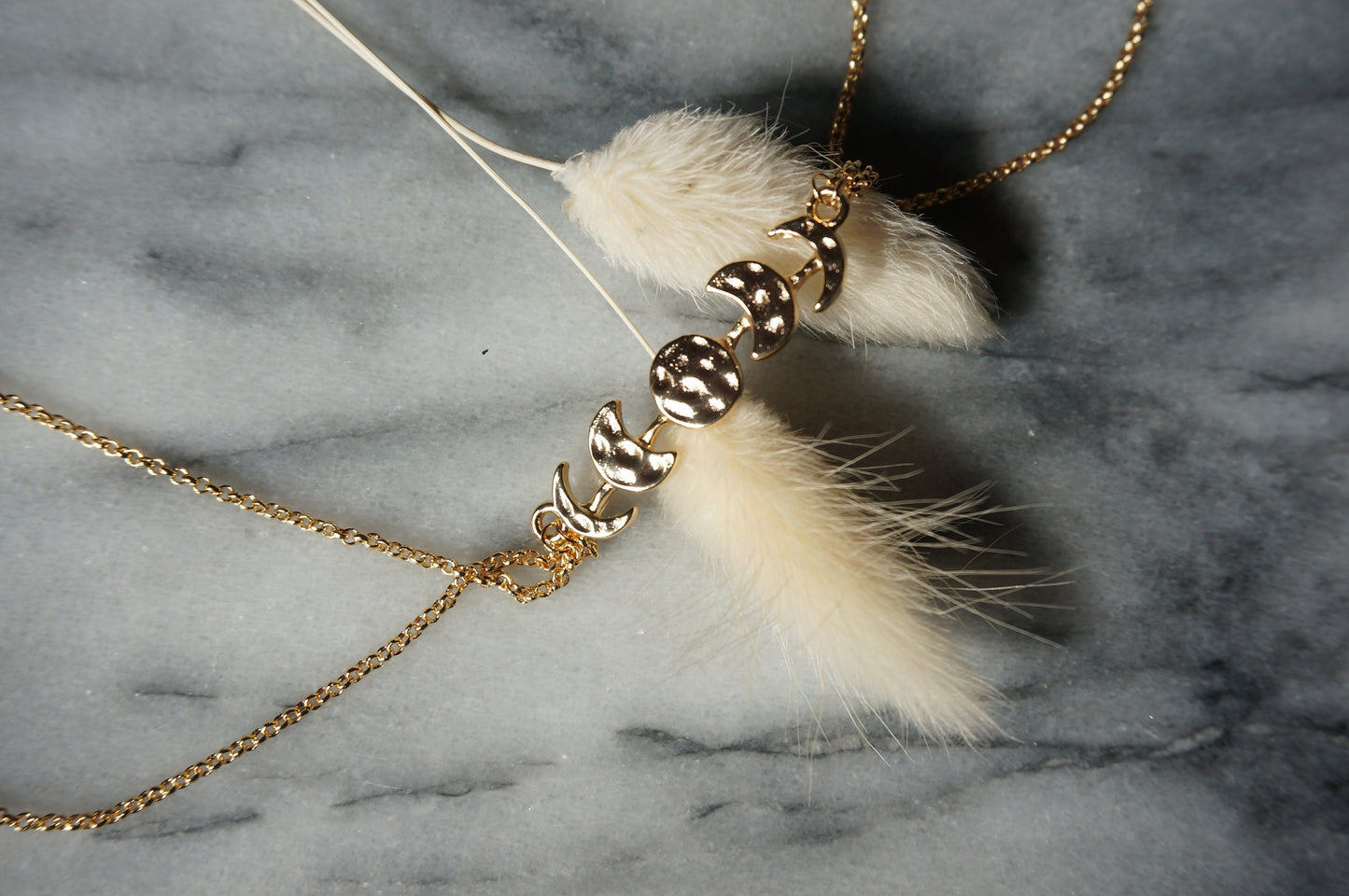 Hammered Moon Phase Gold Body Chain