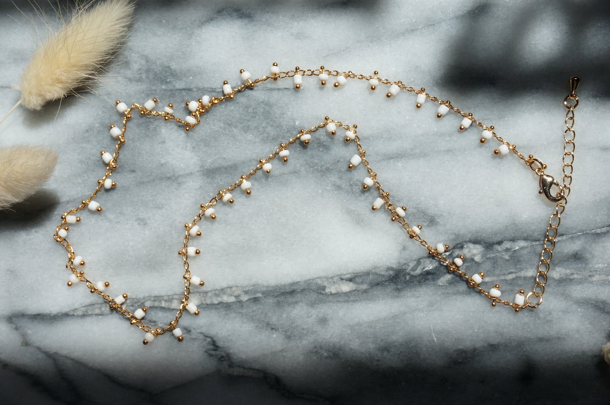 Gold / Silver White Beaded Necklaces