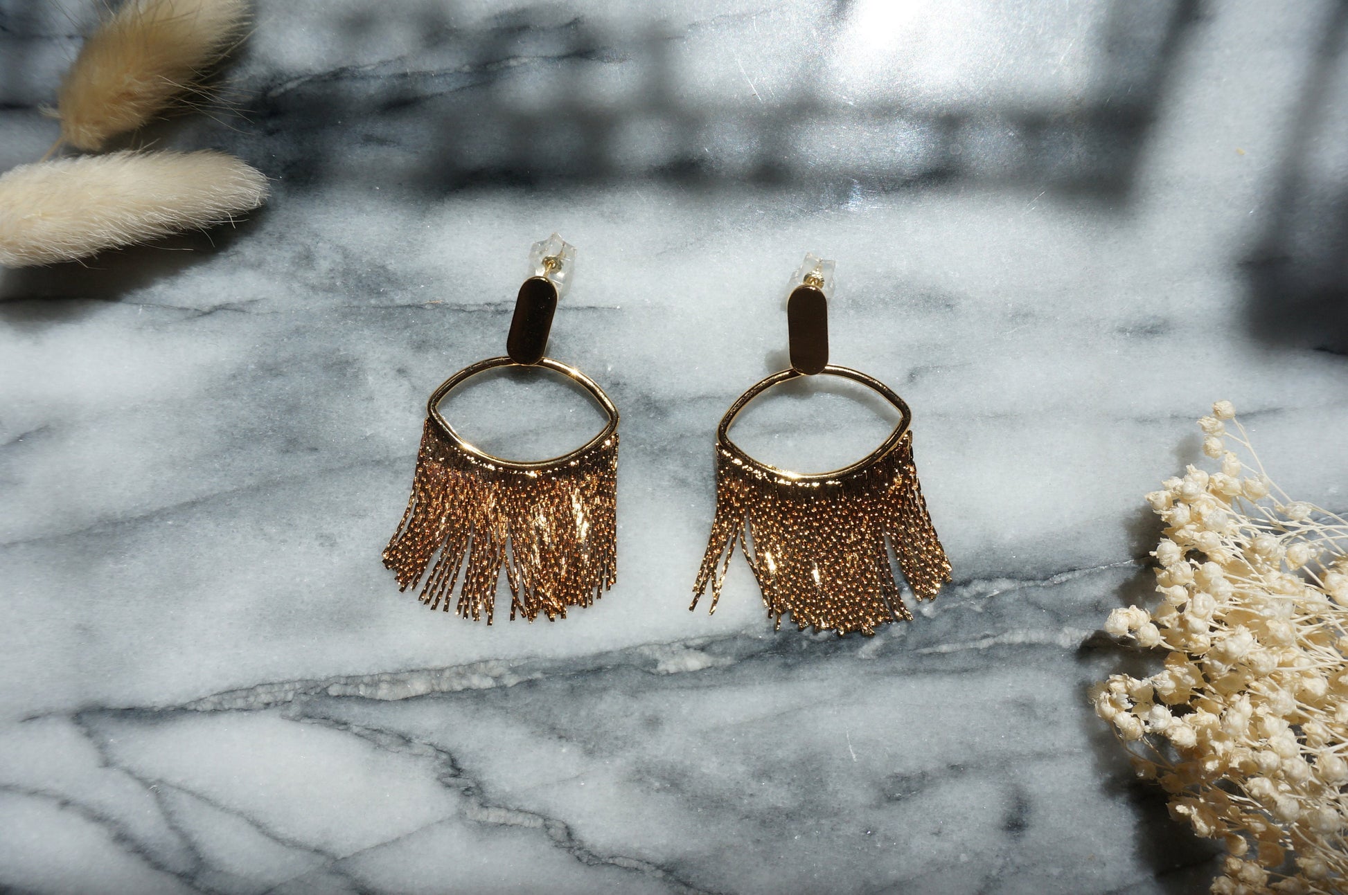 TASSEL Gold Tassel Studs / Dangle Earrings