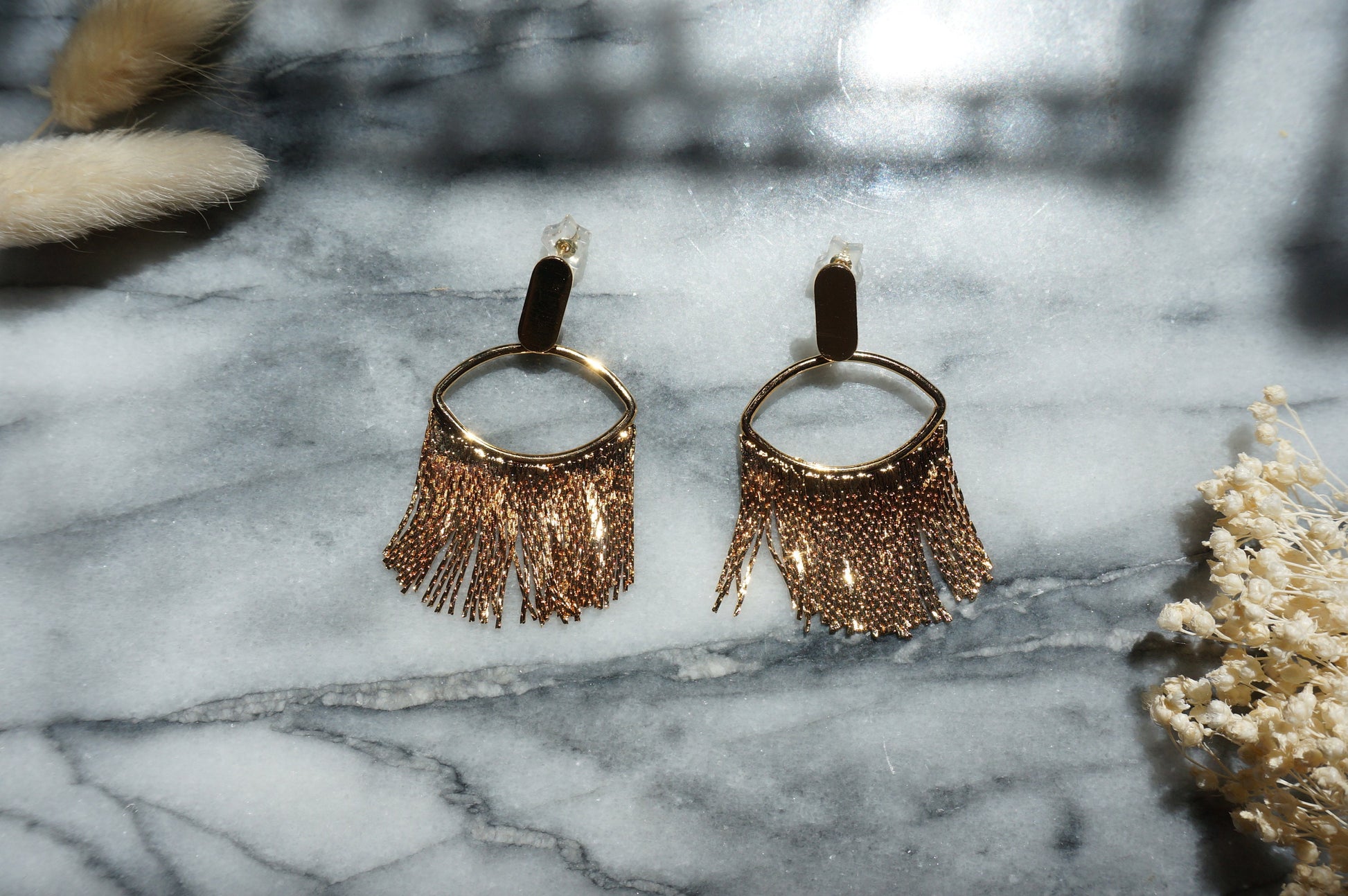 TASSEL Gold Tassel Studs / Dangle Earrings