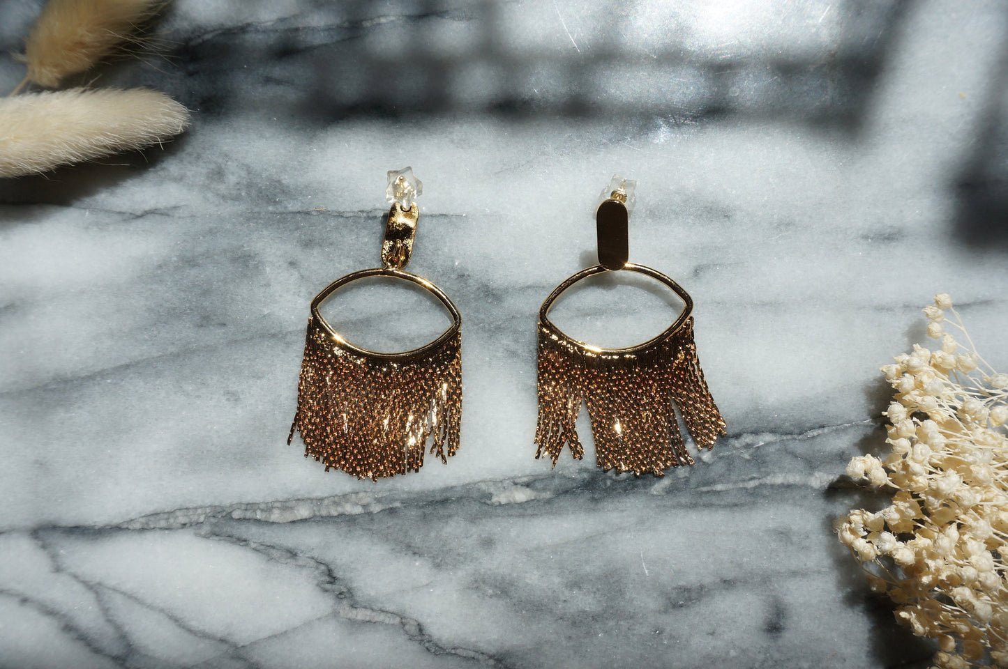 TASSEL Gold Tassel Studs / Dangle Earrings