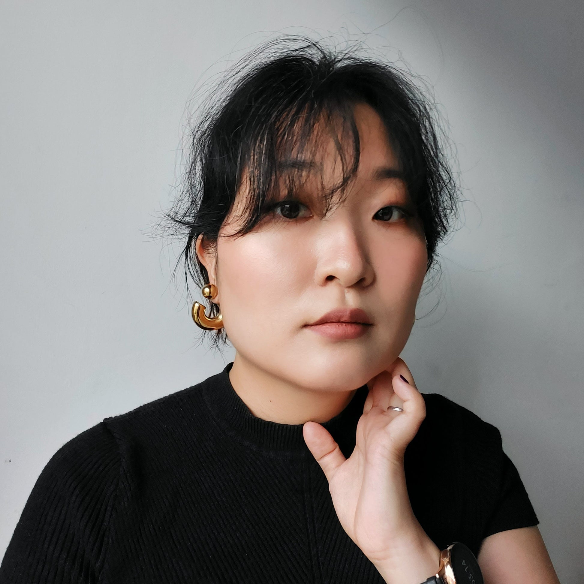 Super chunky Reverse hoop earrings Gold/Silver Hoop Stud Earrings