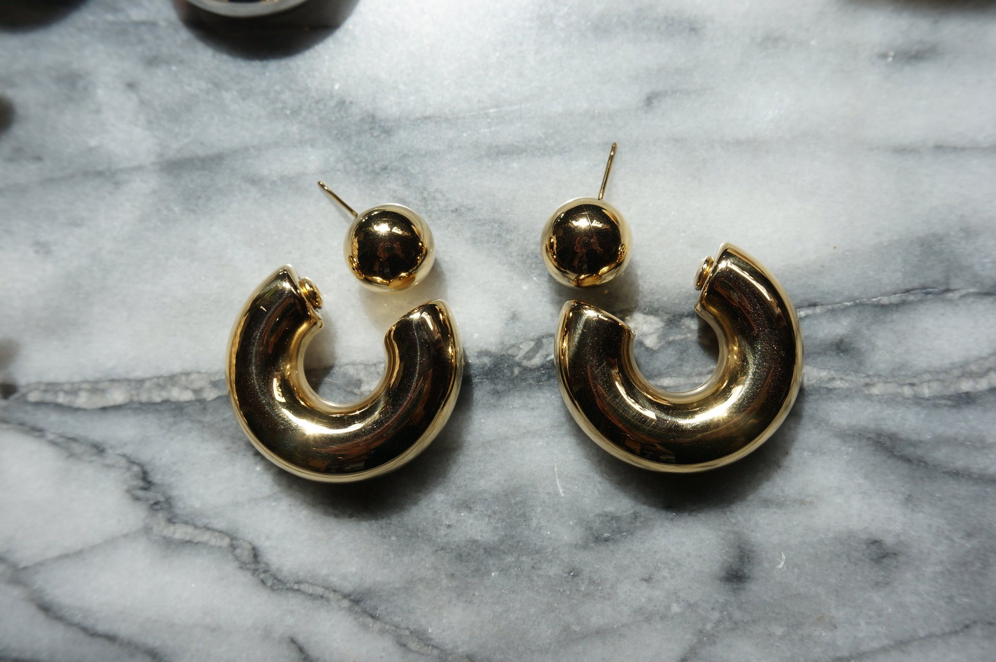 Super chunky Reverse hoop earrings Gold/Silver Hoop Stud Earrings