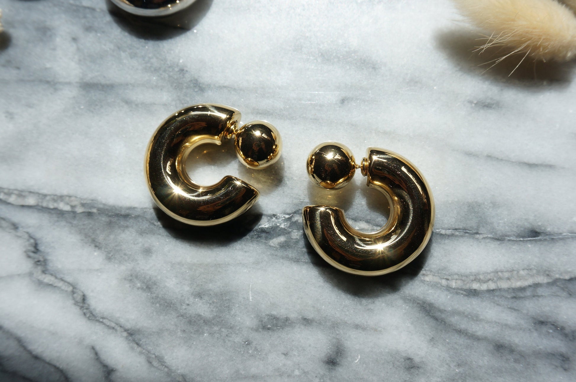 Super chunky Reverse hoop earrings Gold/Silver Hoop Stud Earrings