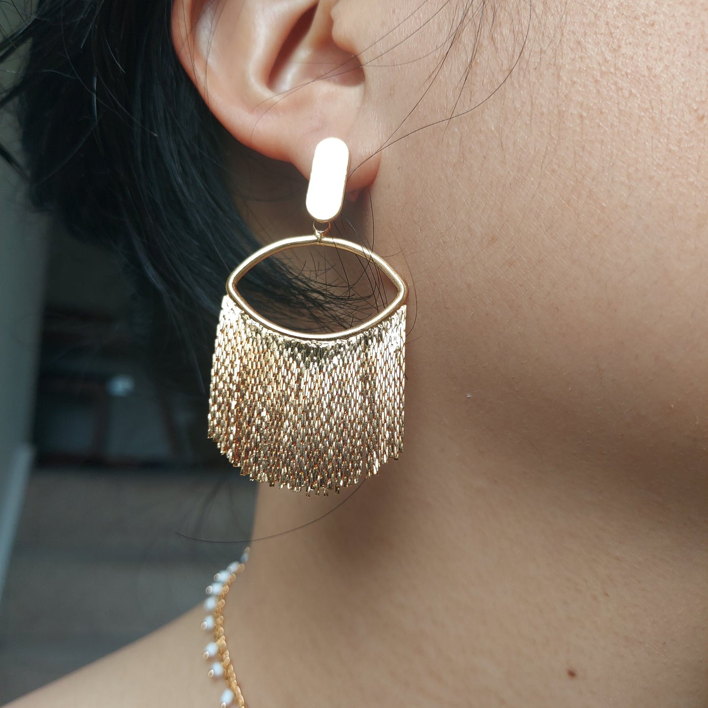 TASSEL Gold Tassel Studs / Dangle Earrings