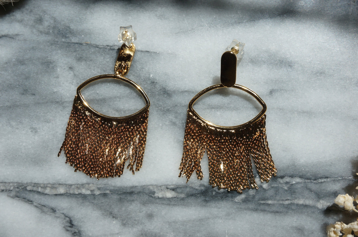 TASSEL Gold Tassel Studs / Dangle Earrings
