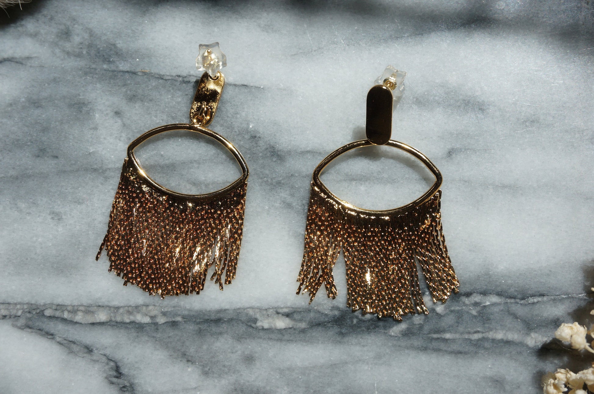 TASSEL Gold Tassel Studs / Dangle Earrings