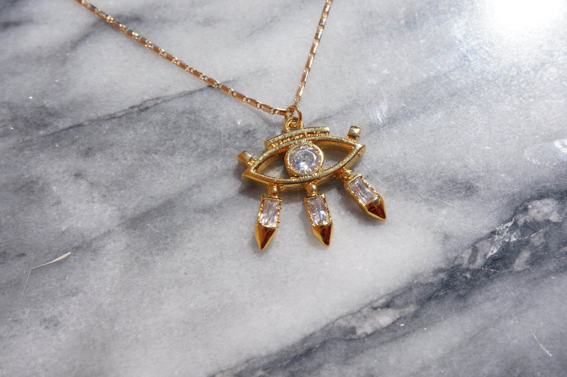 Evil Eye with Gem Pendant Necklace