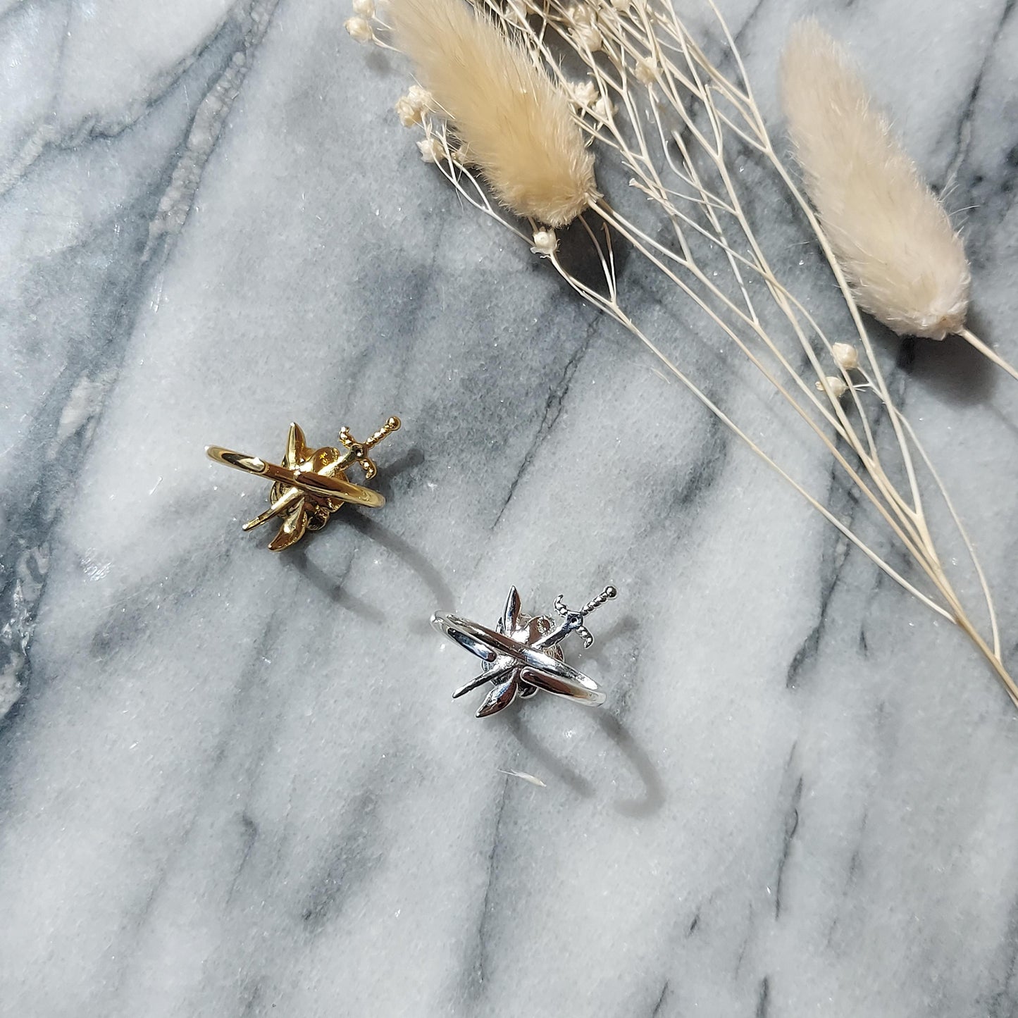 ALUCARD Rose and Sword Silver / Gold Adjustable Ring