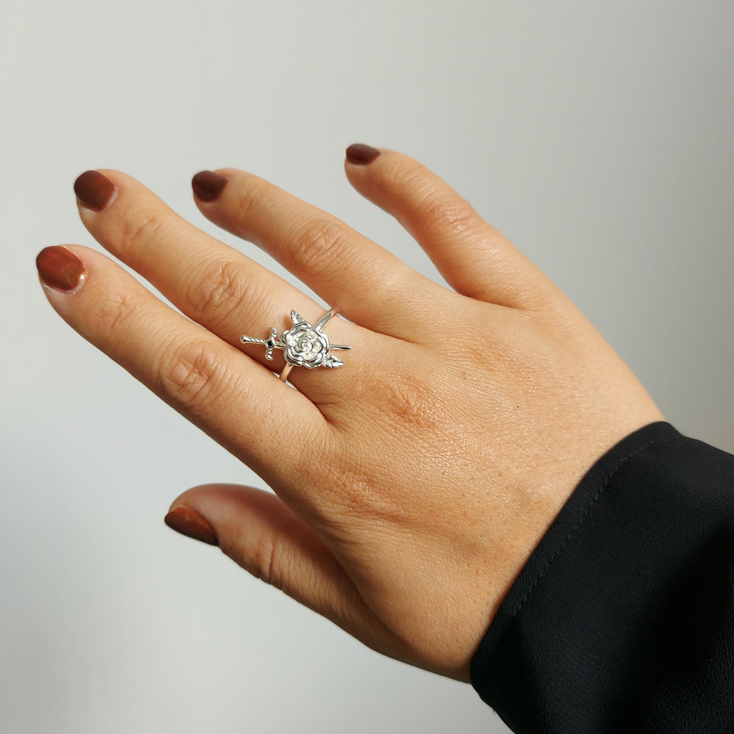 ALUCARD Rose and Sword Silver / Gold Adjustable Ring