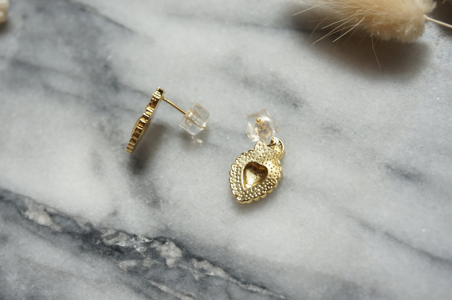 Sacred heart stud earrings Gold/Silver Plated Earrings