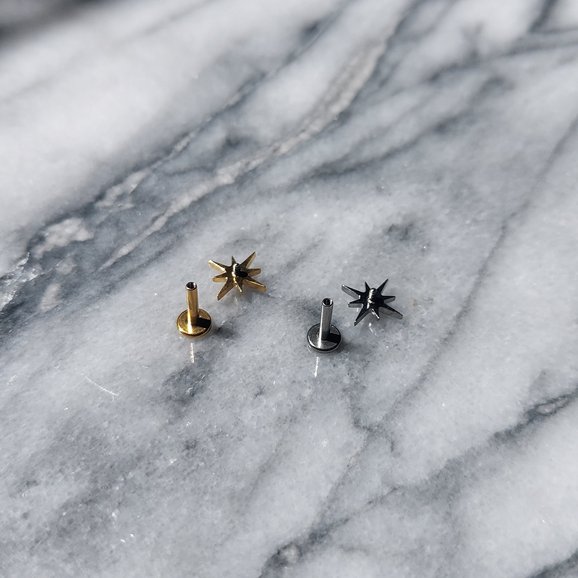 Dainty screw on flat back studs Sacred Heart / Snake/ Moon/ Star/ Earlobe/ Tragus/ Conch/ Helix in Gold/ Silver