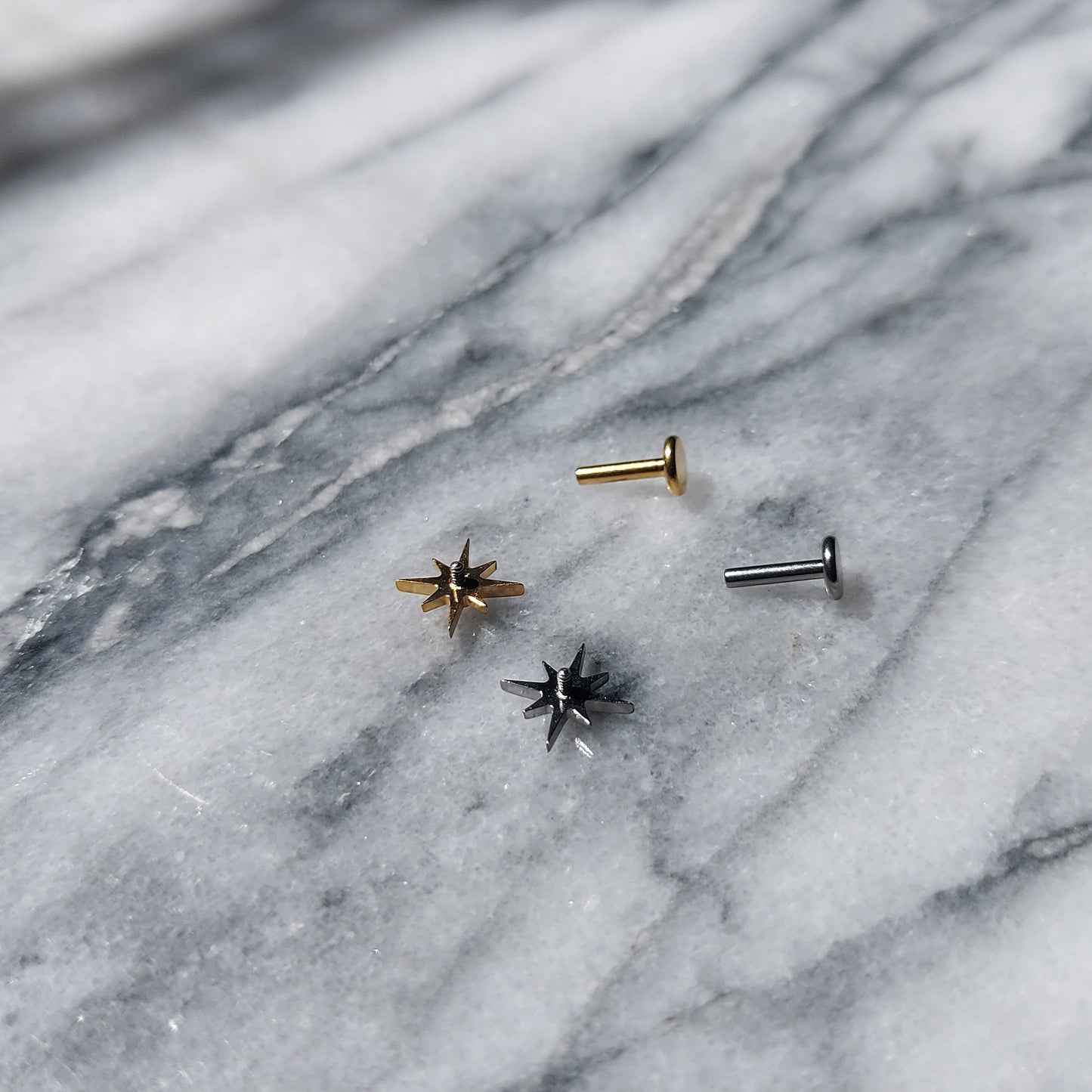 Dainty screw on flat back studs Sacred Heart / Snake/ Moon/ Star/ Earlobe/ Tragus/ Conch/ Helix in Gold/ Silver