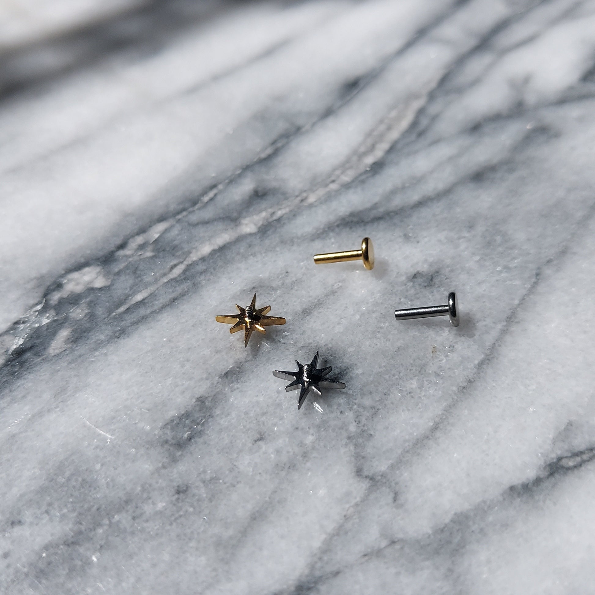 Dainty screw on flat back studs Sacred Heart / Snake/ Moon/ Star/ Earlobe/ Tragus/ Conch/ Helix in Gold/ Silver