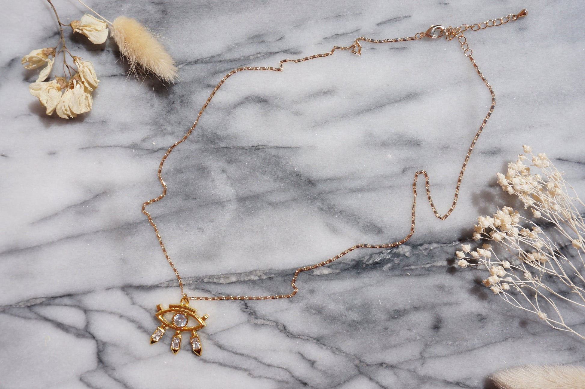 Evil Eye with Gem Pendant Necklace