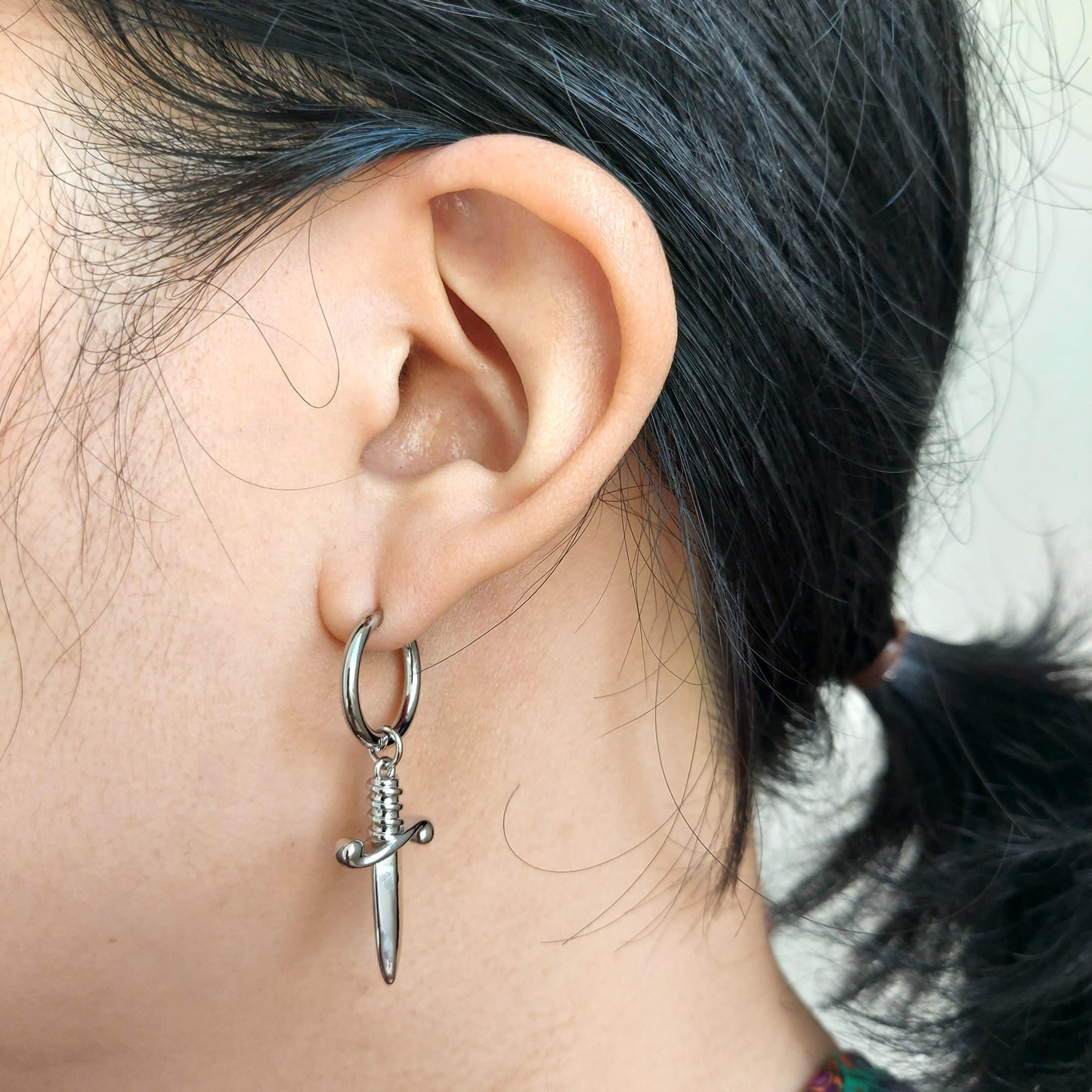 Gold/Silver Mini Dagger / Dirk Hoop Earrings / Tarot Sword Earring