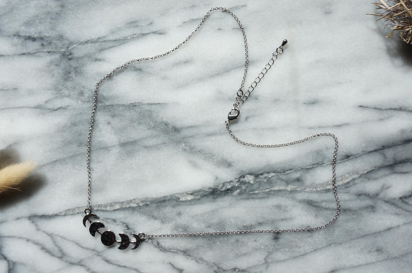 Hammered Moon Phase Necklace / Gold Plated Moon Necklace