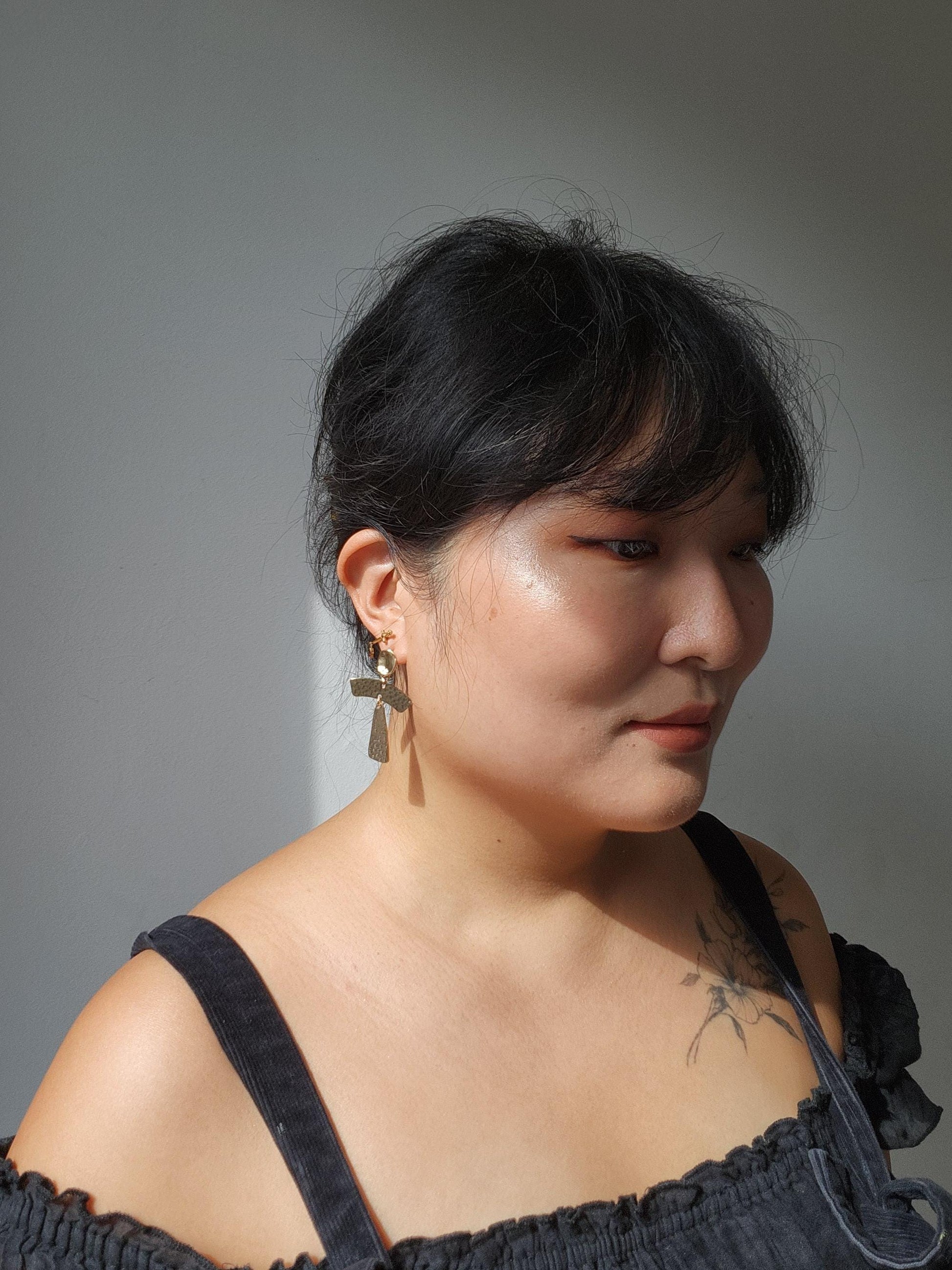 Geometric Dangle Earrings / Gold Plated Earrings