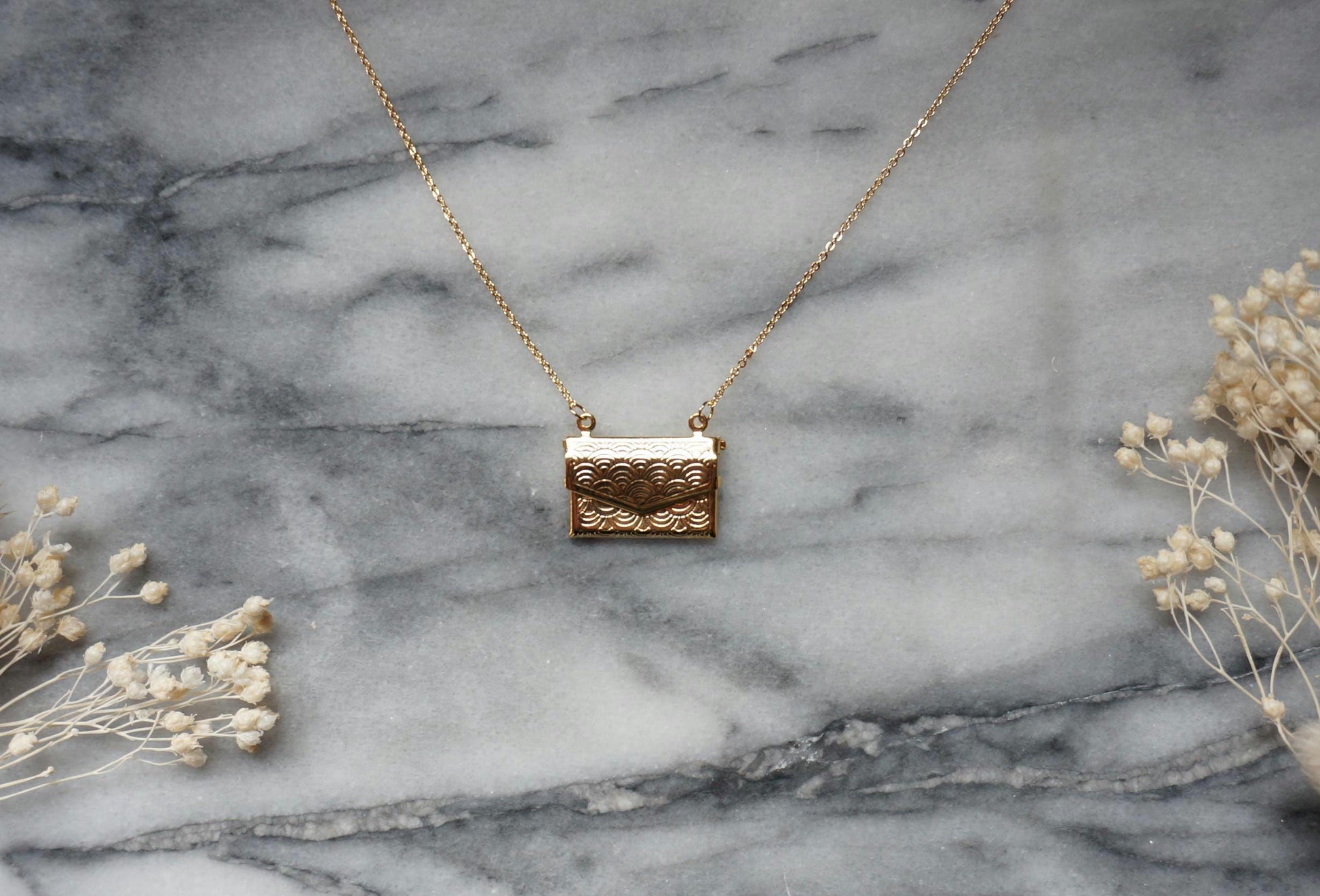 Envelope / Letter Gold Locket Necklace
