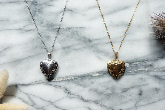Antique Gold / Silver Heart Locket Necklace