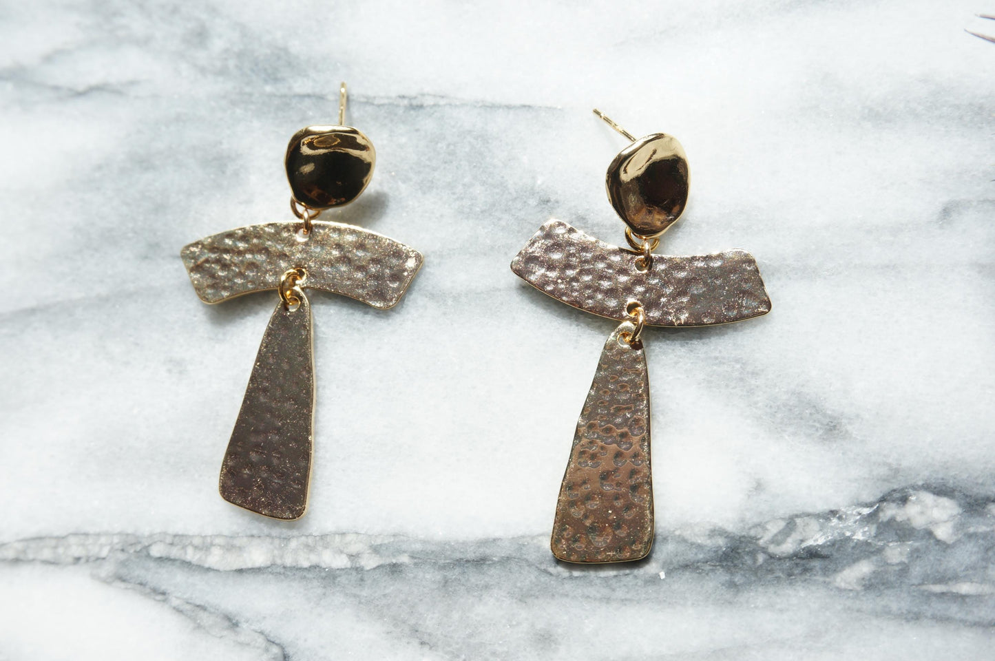 Geometric Dangle Earrings / Gold Plated Earrings