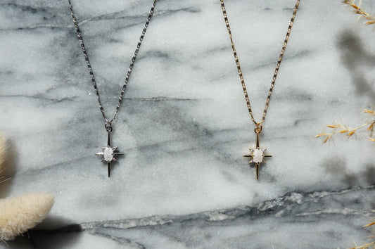 SELESTE Silver Celestial Moonstone Style Necklace