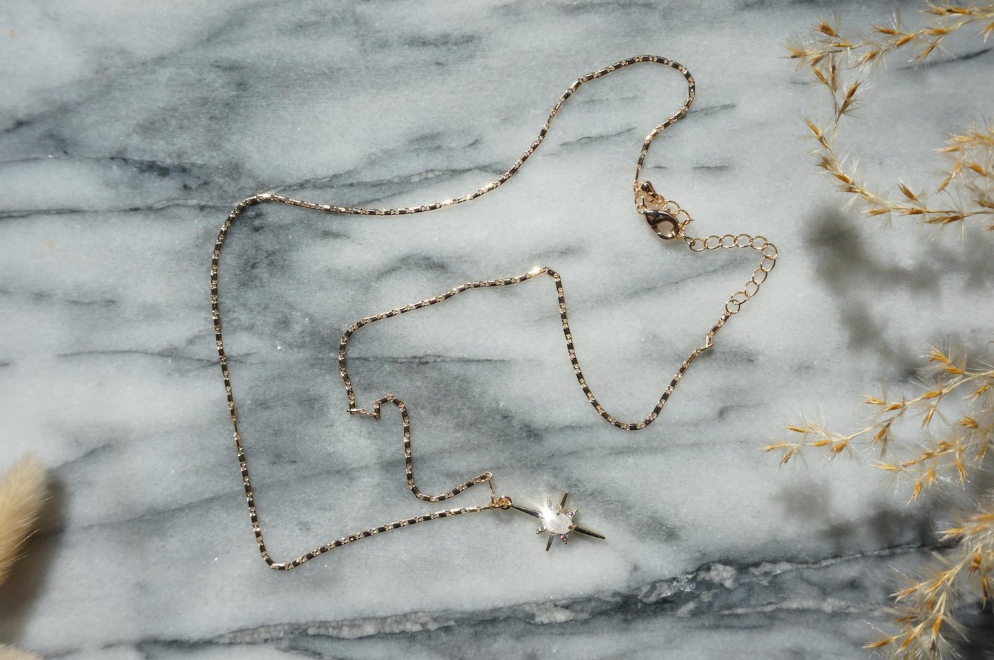 SELESTE Silver Celestial Moonstone Style Necklace