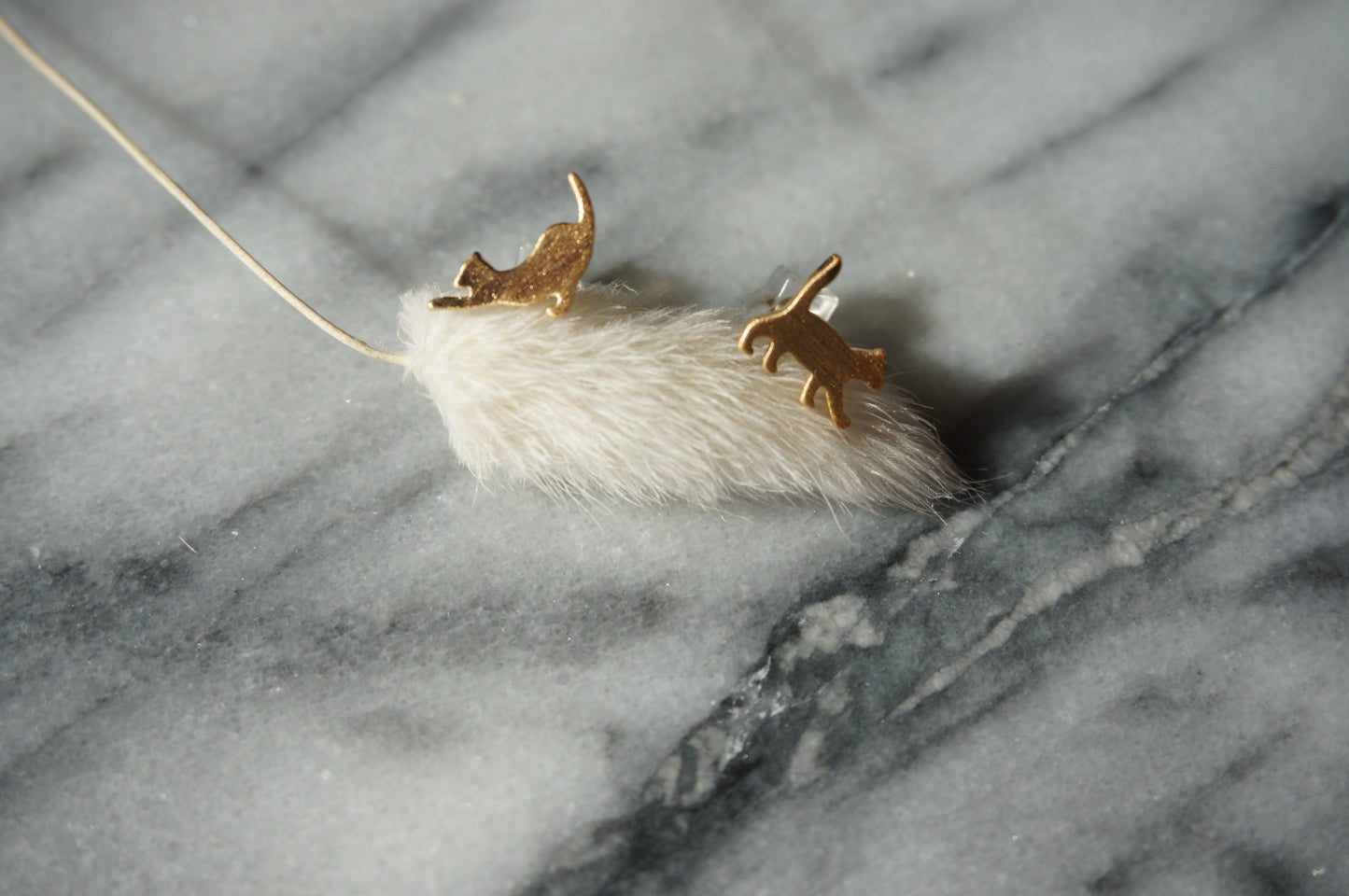 Cat Gold Stud Earrings