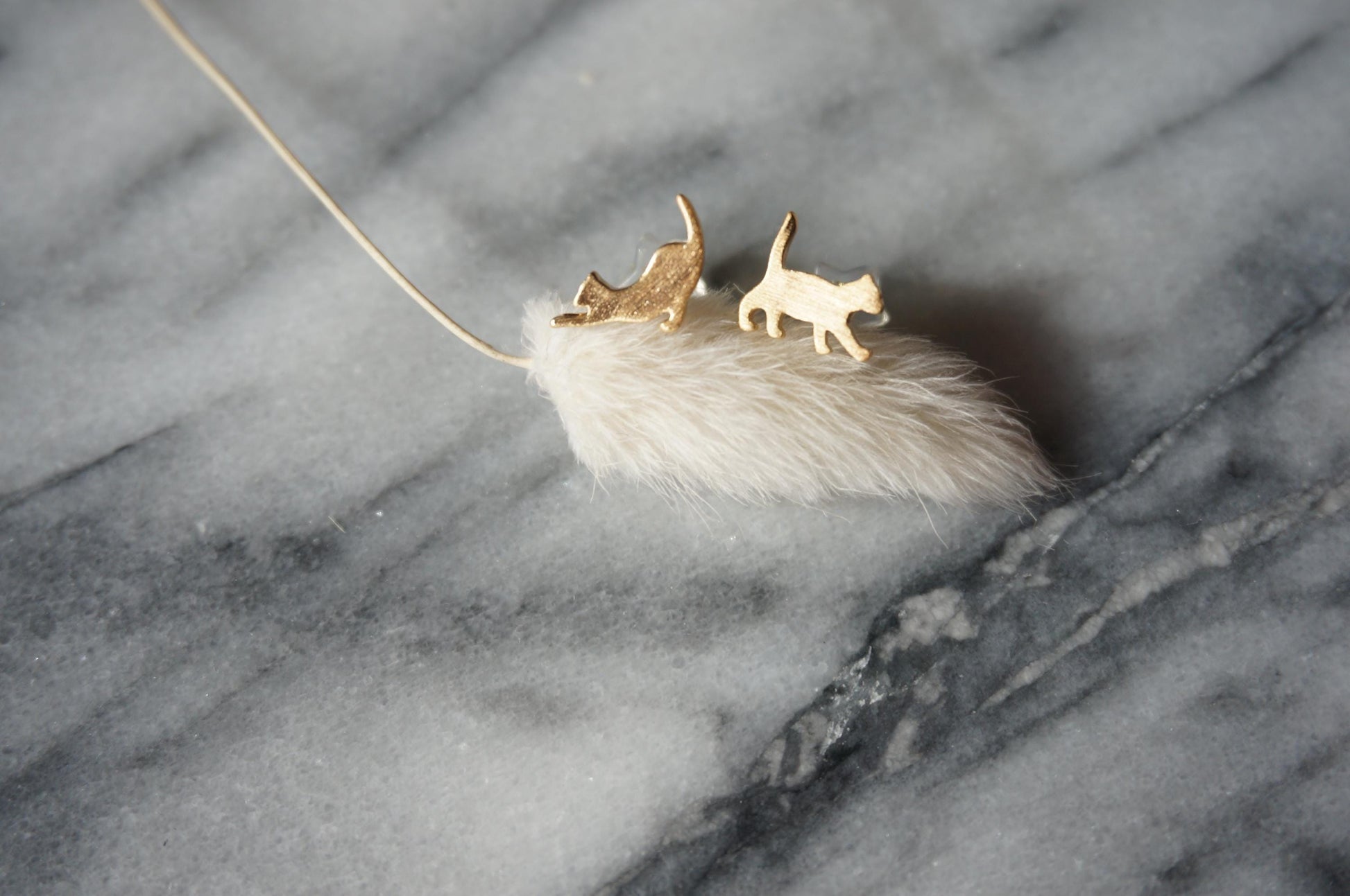 Cat Gold Stud Earrings