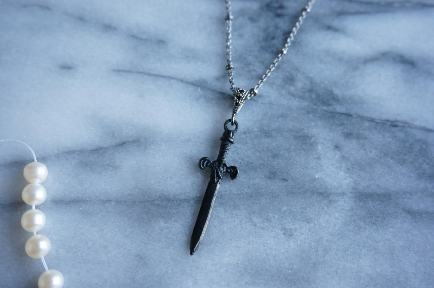 Gold/Silver / Black Antique Sword Necklace / Dagger Necklace