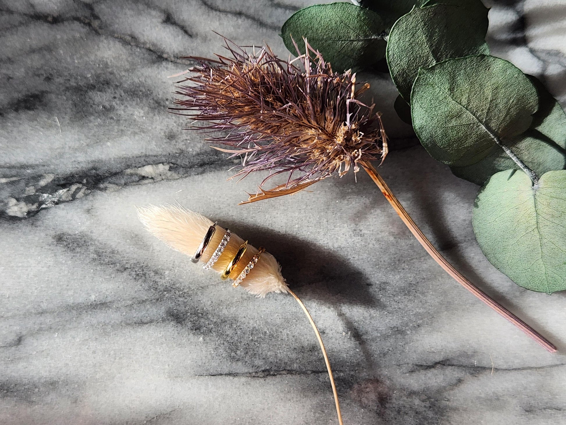 Gold Simple and Gem Huggies / Hoops