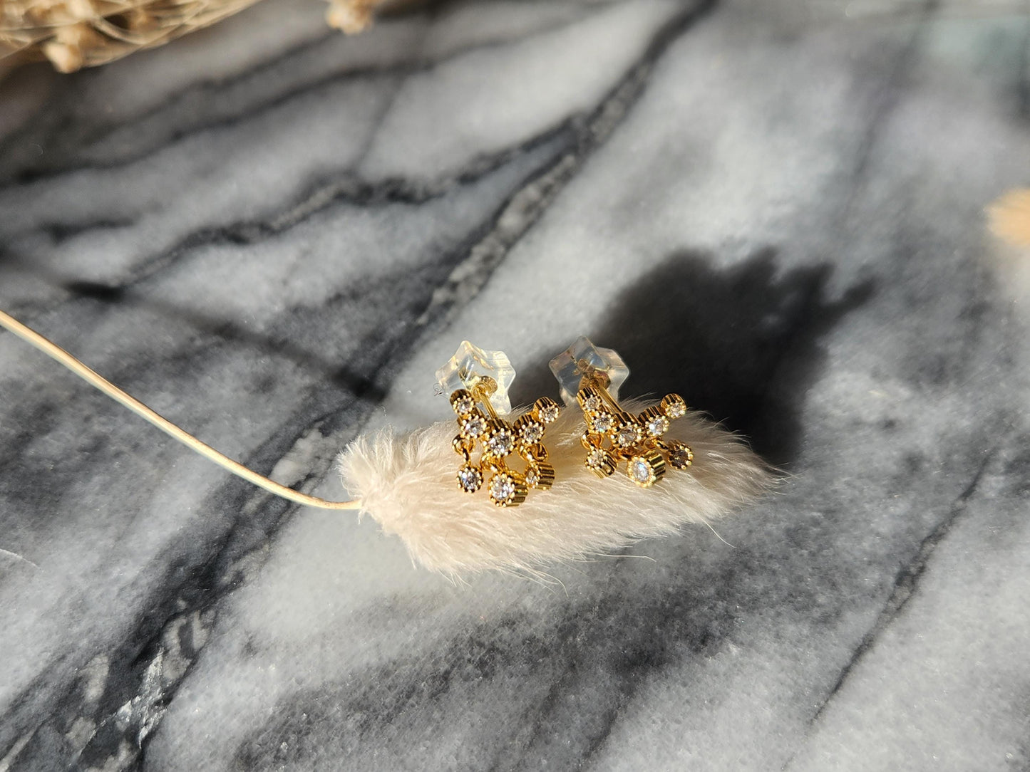 925 Sterling Silver Dainty Gold / Silver Gem Drop Studs