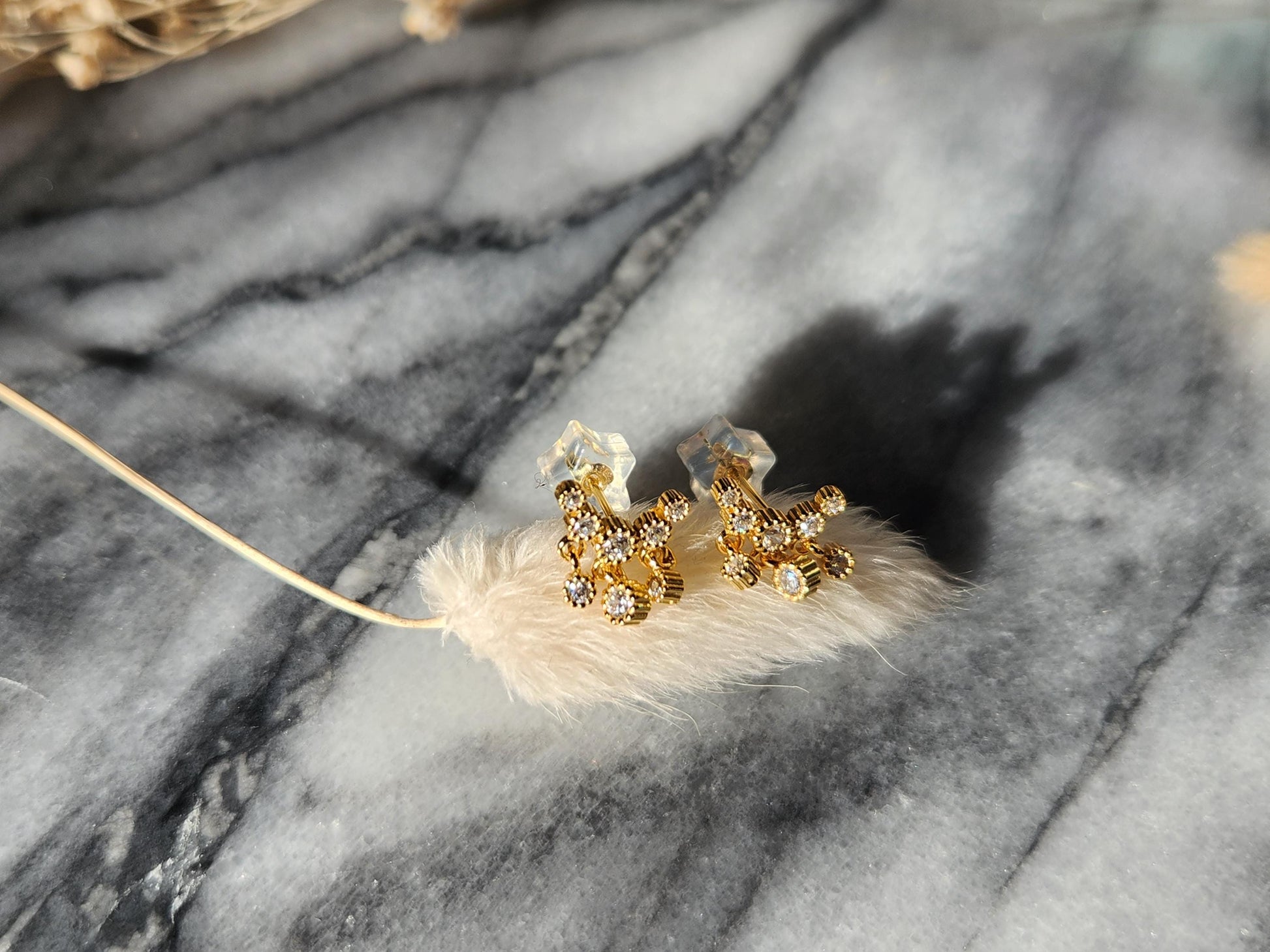 925 Sterling Silver Dainty Gold / Silver Gem Drop Studs