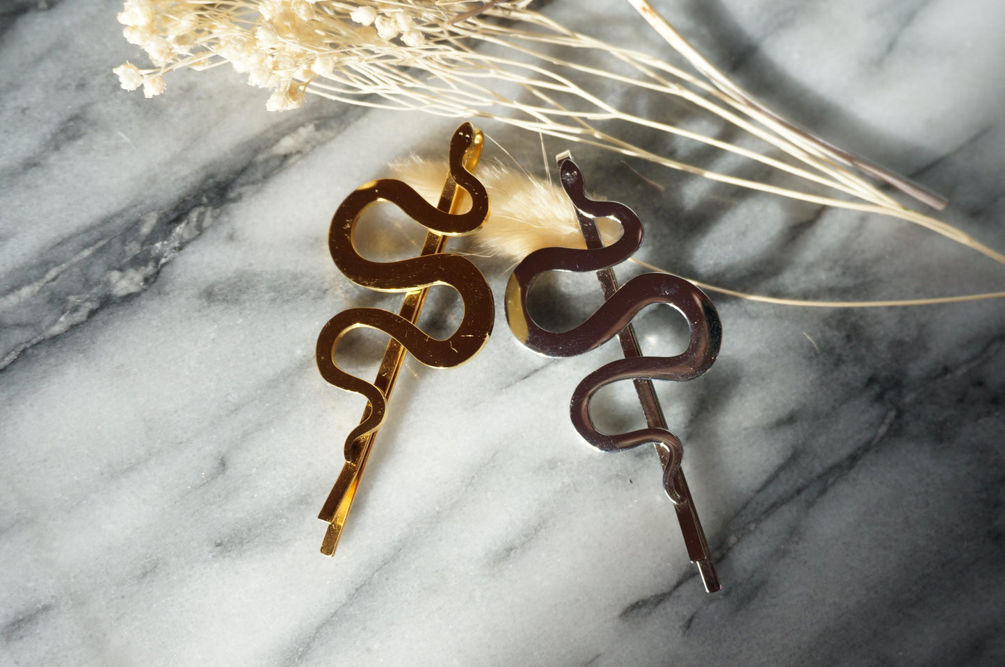Gold / Silver Snake Barrette Hair pins / Grips