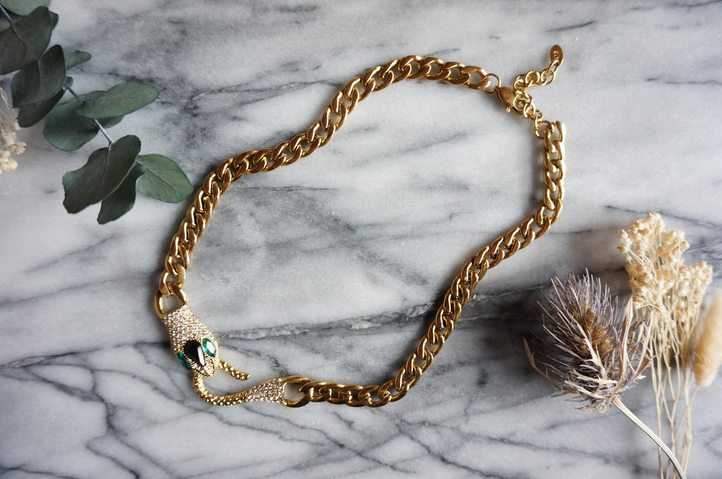 Euryale Gold Snake Necklace