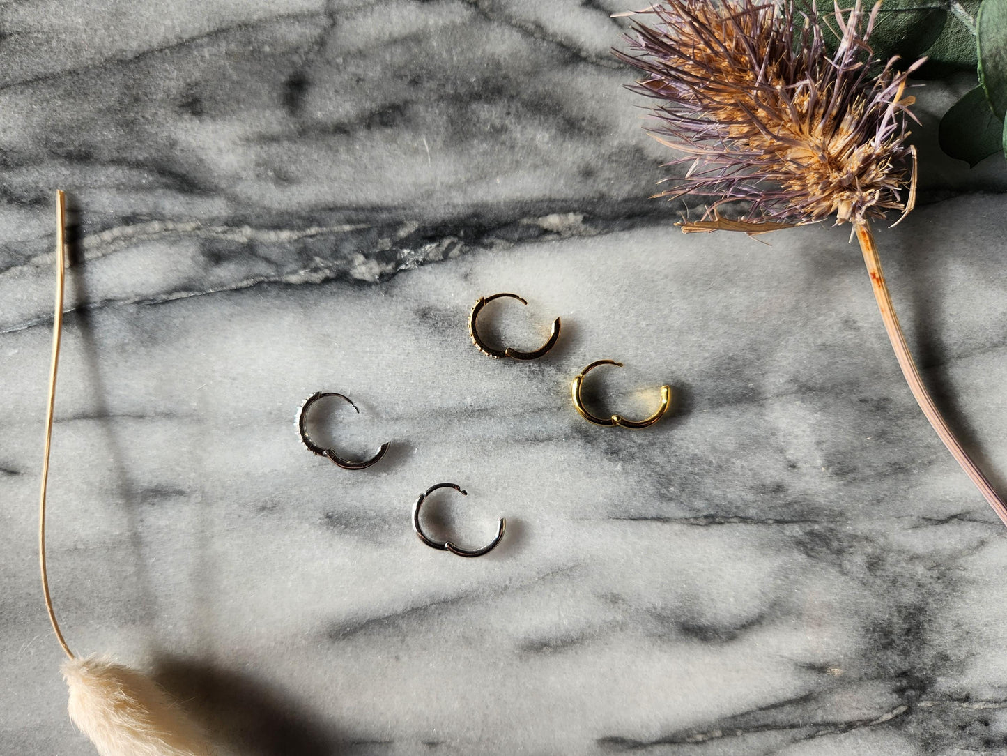 Silver Simple and Gem Huggies / Hoops