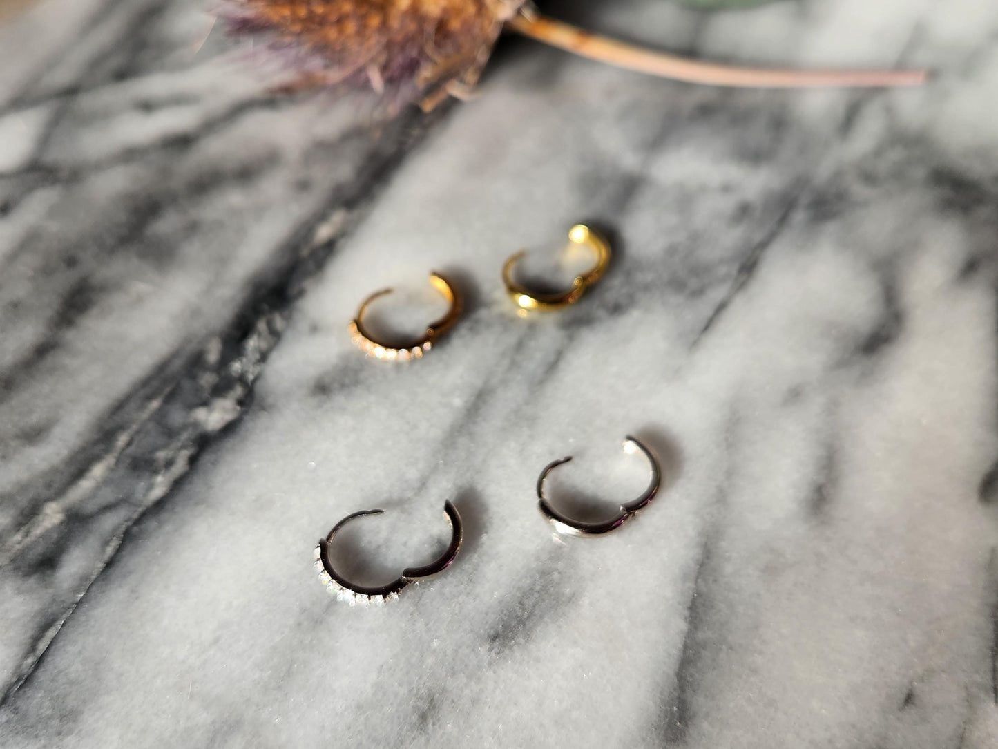 Silver Simple and Gem Huggies / Hoops