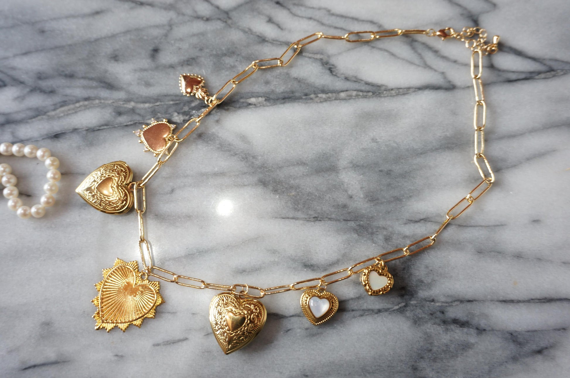 JULIET Gold/Silver Heart Cluster Necklace
