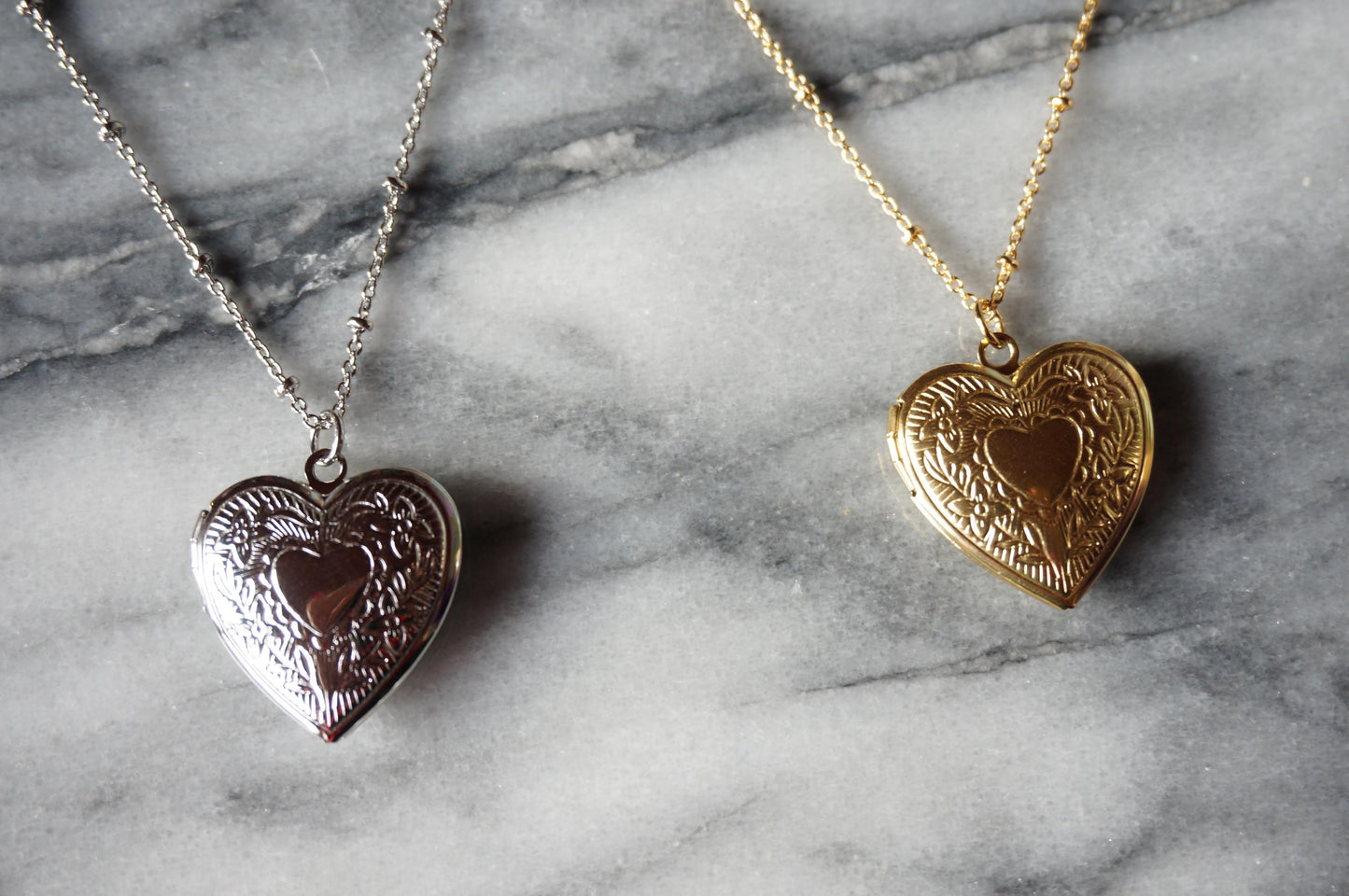 Antique Gold / Silver Heart Locket Necklace