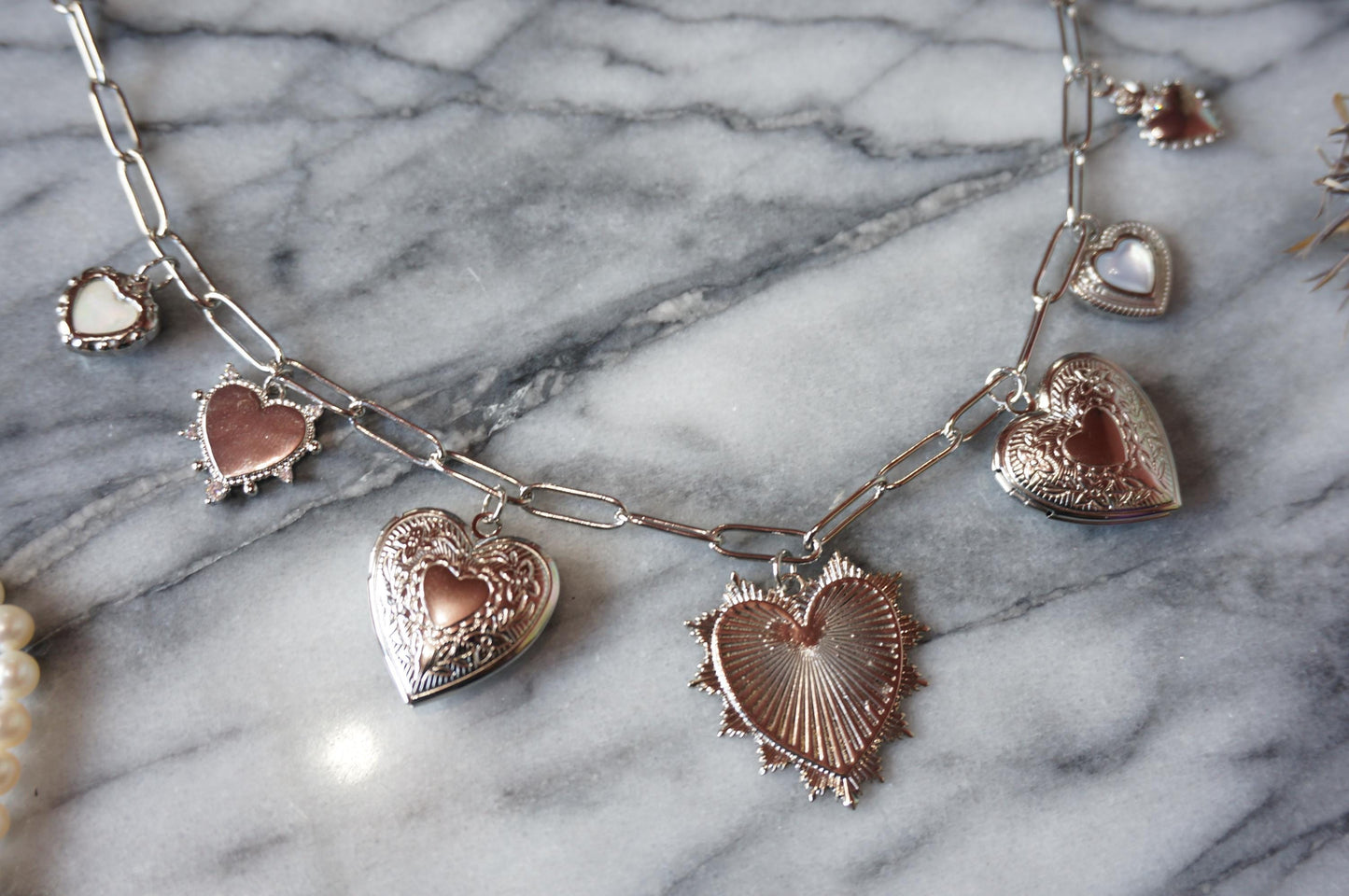 JULIET Gold/Silver Heart Cluster Necklace