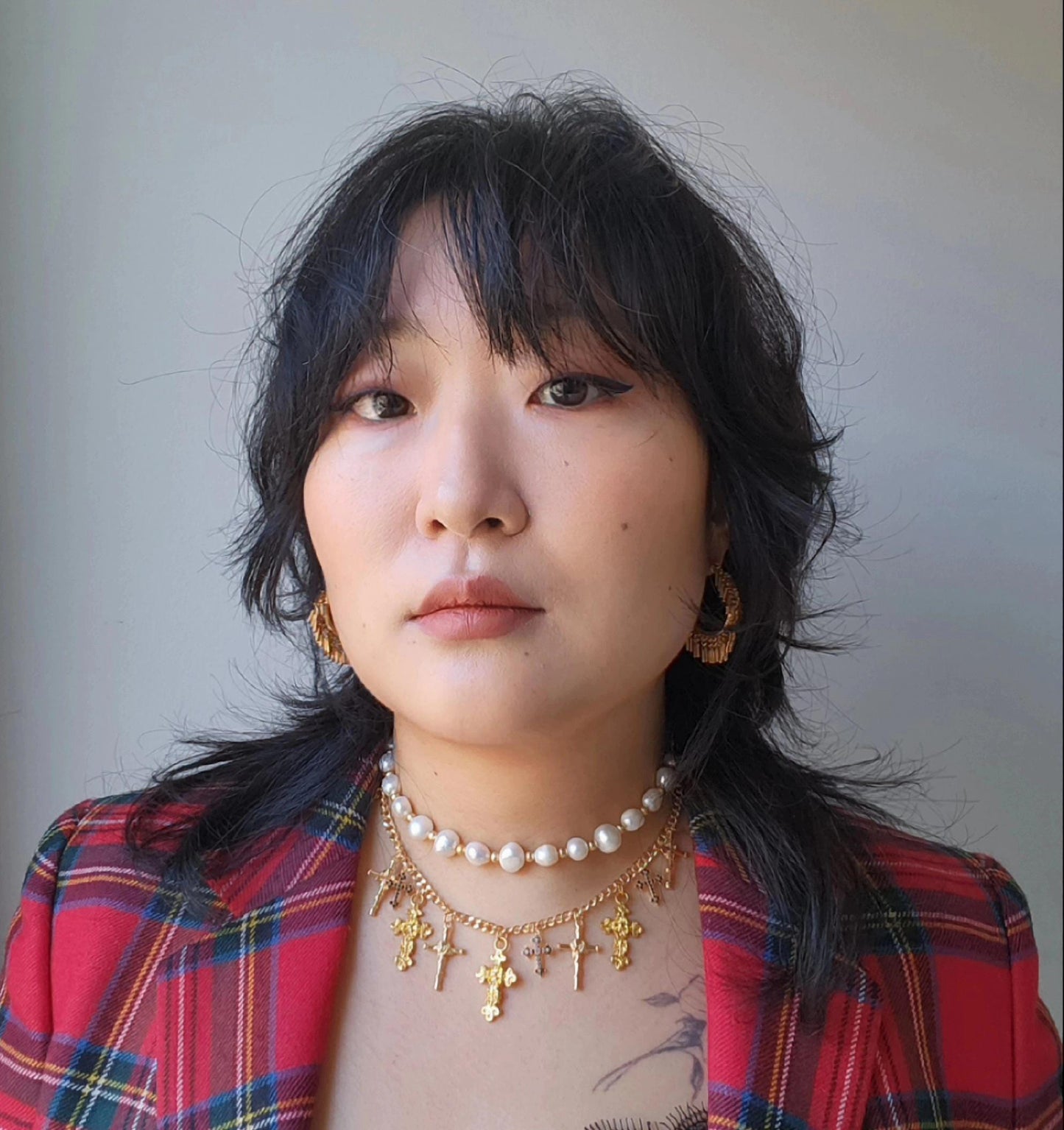 CRUZ Cross cluster gold necklace