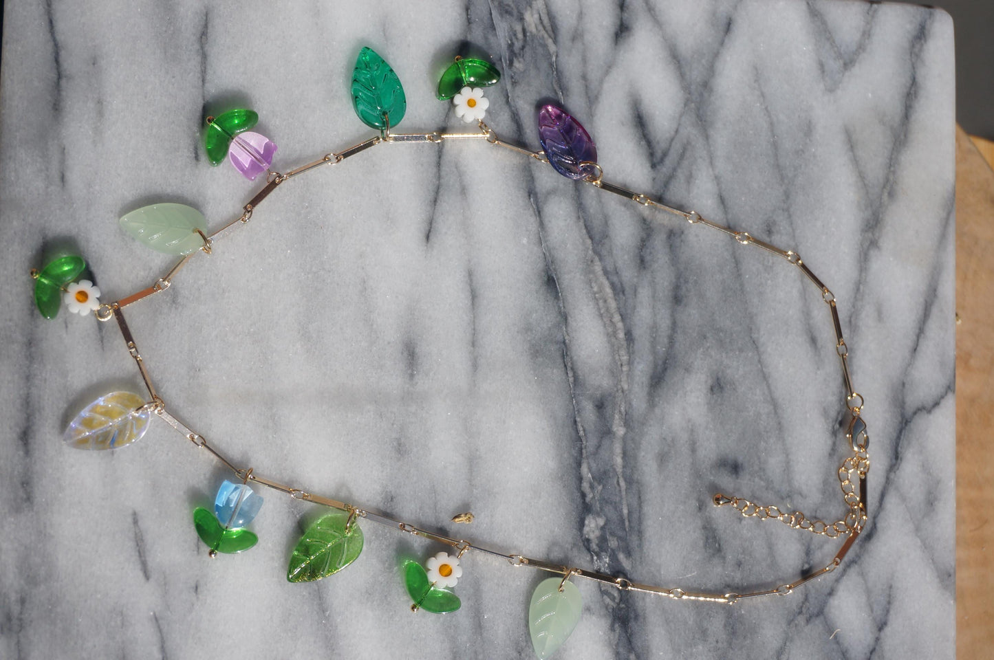 FLORA flowers and leaves cluster necklace Gold/Silver / Fairycore necklace / faerie necklace