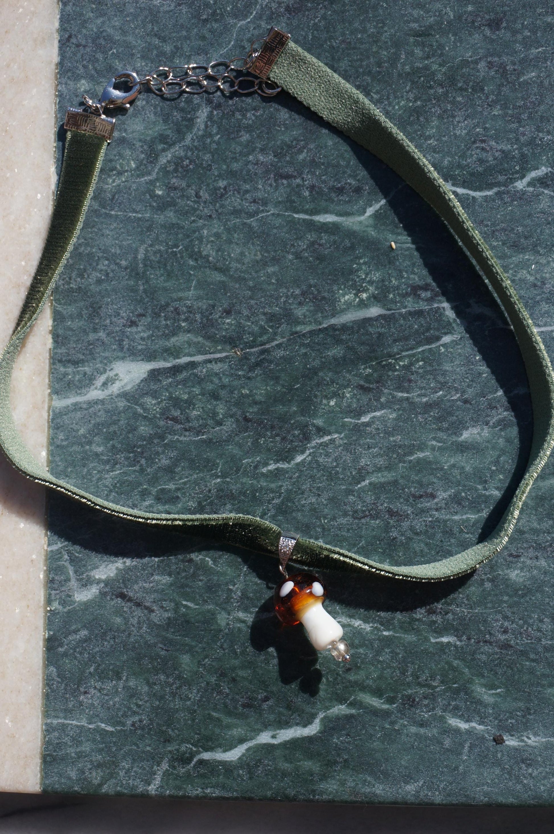Brown and red Mushroom chokers / fairycore
